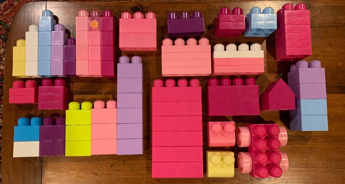 Mega Bloks 80 Piece Build n Create Set 8466 Plastic Building Blocks Toys Pink