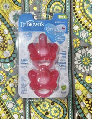 2 Pack Dr. Brown s HappyPaci Silicone Pacifier Pink 0m+ LOW STOCK !!