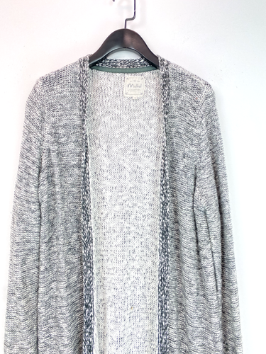 Mistral Long Sleeve Open Front Cotton Blend Grey Cardigan with Pockets Size 14 - Picture 3 of 11