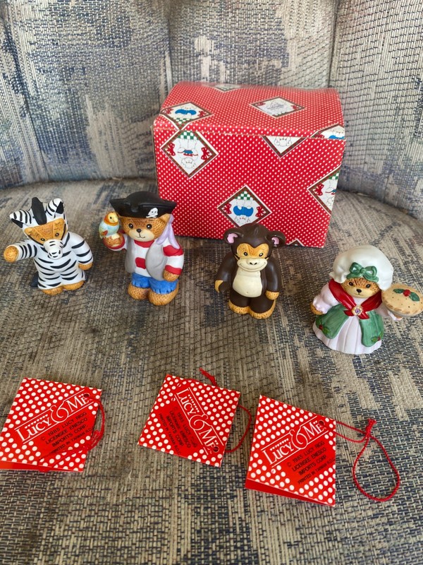 VINTAGE Lucy & Me Bears (Lot of 4) Enesco 1990 ZEBRA, MONKEY, PIRATE,  BAKIN PIE