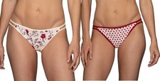 New 2 Pairs Vanity Fair Illumination String Bikini Panties Holiday Heart 7 L NWT