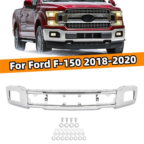 Steel Front Bumper Face Bar W/fog Holes - Chrome Direct Fit Replacement