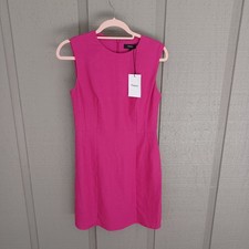 Theory Panel Linen Sheath Mini Dress Size 2 Women Sleeveless In Pop Fuschia