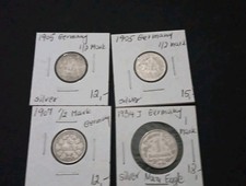 1995 Germany 1/2 Mark,1907 Germany  1/2 Mark, 1934 J Germany  1 Mark  Nazi Eagle