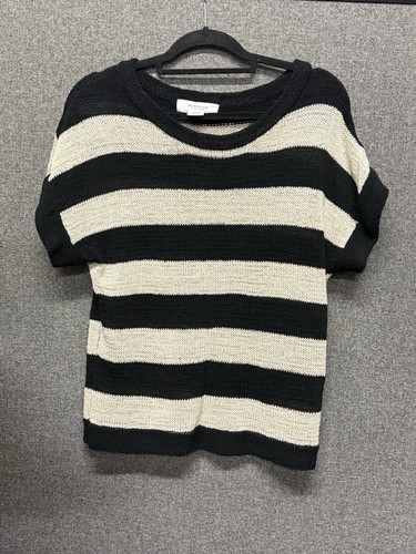 WORKSHOP Republic Clothing Women's Med Sweater Black/Tan Striped Knit