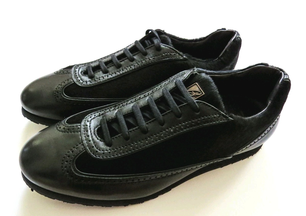 $1150 BRIONI Black Calf Pony Hair Leather Sneakers Shoes 8.5  display picture 2