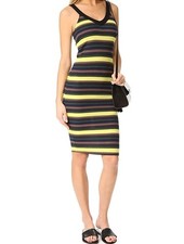 Splendid Jungle Stripe Ribbed Midi Dress V-Neck Sleeveless Y2K Womens S