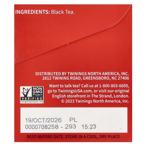 Pure Black Tea, English Breakfast, Extra Strong, 20 Tea Bags, 1.76 oz (50 g) - Picture 2 of 3