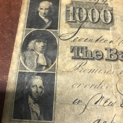 $1000 Bank of the United States 1840 Note #8894 Philadelphia