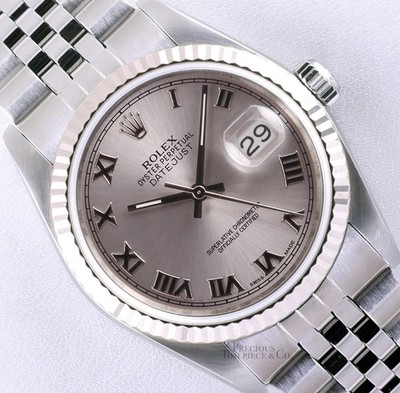 Rolex Datejust 31mm 78074 Stainless Steel Jubilee 18K Fluted Silver Roman Dial