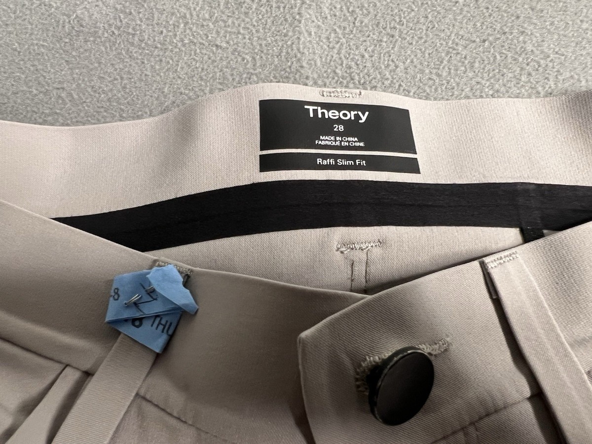 Theory Raffi Slim Fit Men’s Pants Size 28 Light Gray Dress Casual Trousers View 2