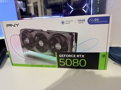 PNY NVIDIA GeForce RTX 5080 Overclocked Triple Fan 16GB GDDR7 PCIe 5.0 Graphics 