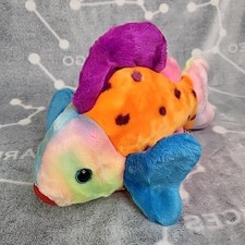Vintage 1999 TY Beanie Buddy Lips 13  Rainbow Fish Plush Stuffed Animal Colorful