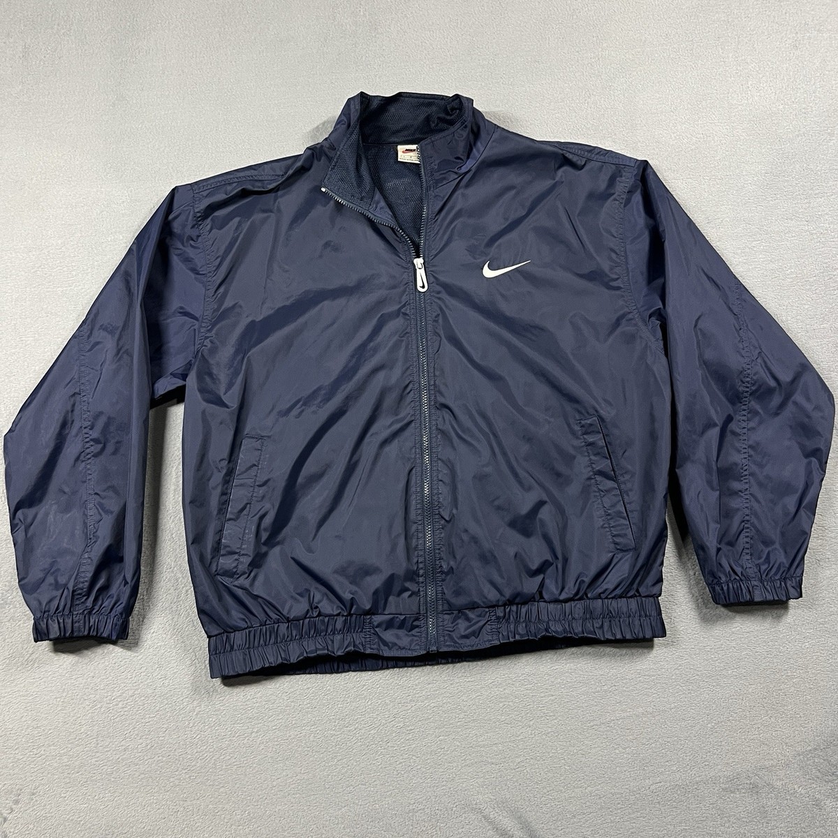 VTG Nike Jacket Mens L Blue 90s Y2K Full Zip Windbreaker Back Zip 