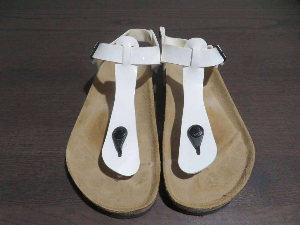 Birkenstock Sandals Shoes Womens Size 8 39 White Kairo Thong Ankle Strap Germany - Image 2 of 4
