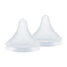 NUK Perfect Match Fast Flow Soft Silicone Nipple with 2-Pack, Clear