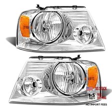 Headlight Assembly A-Chrome Housing Amber Reflector Clear Lens OE Replacement