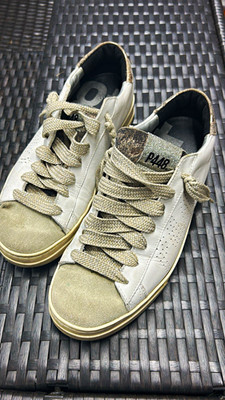 P448 Women s Leather Lace-Up Low Top Sneakers White/Gray US 8 EU 41