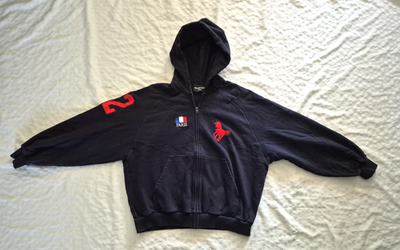 Balenciaga Unisex Paris Horse Logo Zip Up Hoodie Sweatshirt Navy