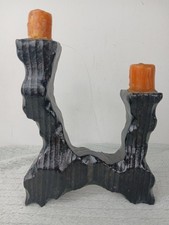 Solid Dark Hammered Wood Tree Branch Shaped Candleholder Candle Holder 7 X 8inch