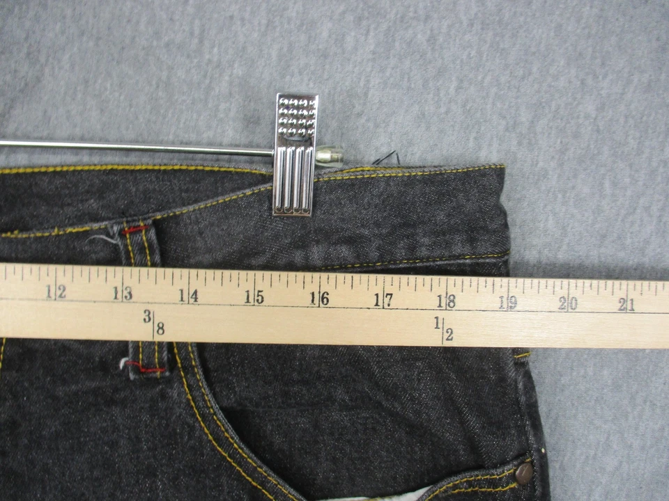 Kani Gold Jeans Mens 38x34 Black Straight Leg Graffiti Back Pockets Denim Pants - Image 3 of 4