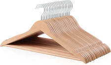 Wood Suit Clothes Hangers for Closet Organizer, Natural, 20-Pack