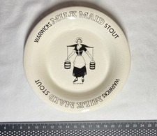 Vintage White Ceramic Warwicks Milk Maid Stout Ashtray Dish Wade Regicor England