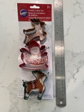 New Wilton 3 Piece Christmas Cookie Cutter Set Santa and Reindeer