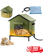 Heated Outdoor Cat Shelter Weatherproof Insulated House for Feral Cats Winter