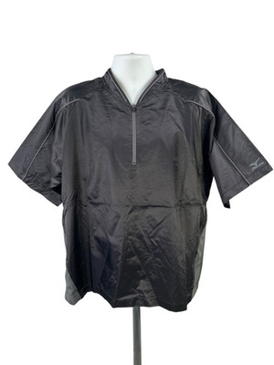 Mizuno Men's Black Teamwear Quarter Zip Short Sleeve Batting Jacket - L