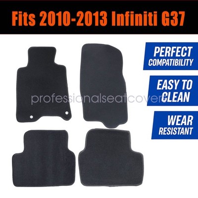 Front & Rear Floor Mats Carpet Waterproof Black Velour For 2010-13 Infiniti G37