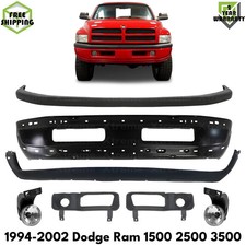 Front Bumper Primed Steel Fog Lights Kit For 1994-2002 Dodge Ram 1500 2500