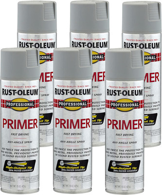 Rust Oleum Professional Primer Spray 15 Ounce Pack Of 6 Gray Paint For Metal ...