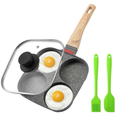 Egg Pan, 4-Cup Egg Frying Pan with Lid, Nonstick Aluminium Alloy Egg Cooker f...