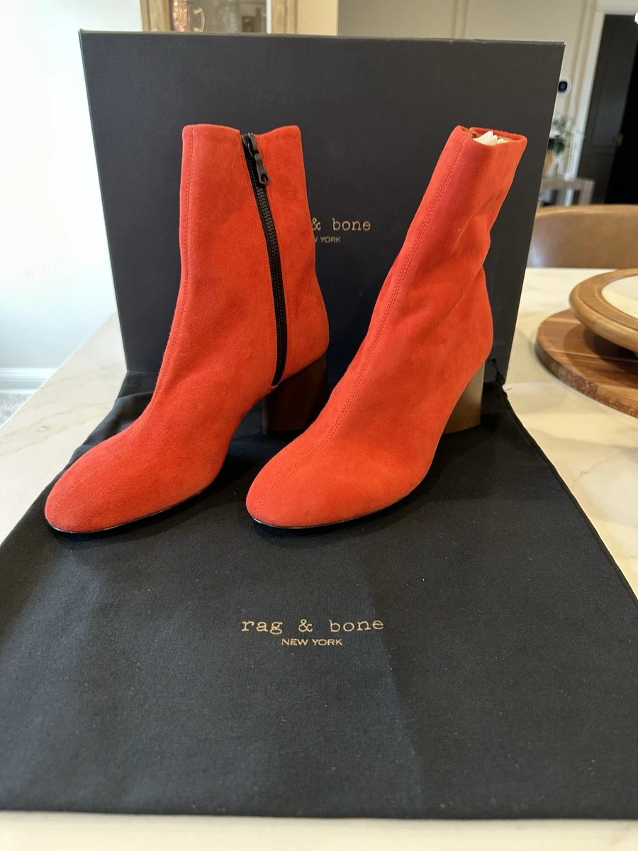Rag & Bone Red Leather‎ Pointed Toe Stiletto Ankle Boots Size 39.5 Made in Italy rag & bone | Shoes | Rag Bone Brea Boots Patent Textile  main image 2