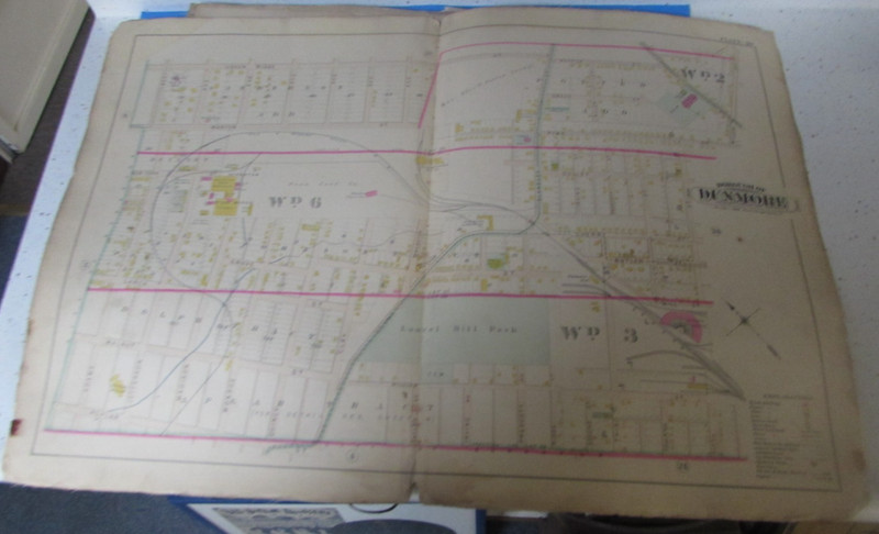 1898 DUNMORE PA  (Ward 2,3 & 6)  ATLAS PLATE 26 - CANVAS BACKED  32 x 22