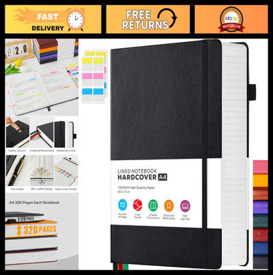 Large A4 College Ruled Notebook Journal - 320 Pages, Hardcover, 100GSM Lined Pap
