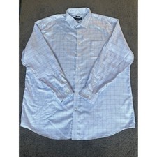 Pronto Uomo Men Light Blue Plaid Non Iron Classic Fit Tall Dress Shirt 18.5