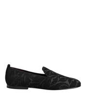 Dolce & Gabbana Black Brocade Loafers Slip On Men Dress Men's Shoes Authentic