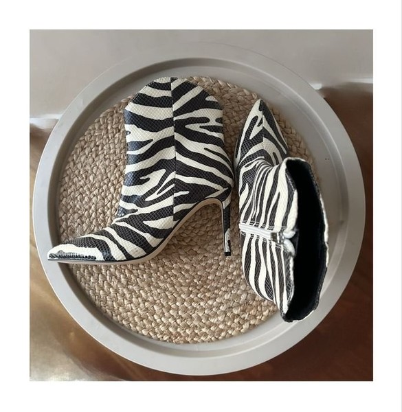 Women Marc Fisher Ankle Boots Zebra Print Leather