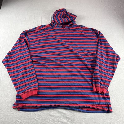 Vintage Gap Hoodie Mens L Blue Red Striped Long Sleeve Sweatshirt