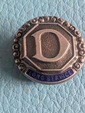 Vintage Dunlop Long Service Silver & Enamel Lapel Badge Recipients Name On Back