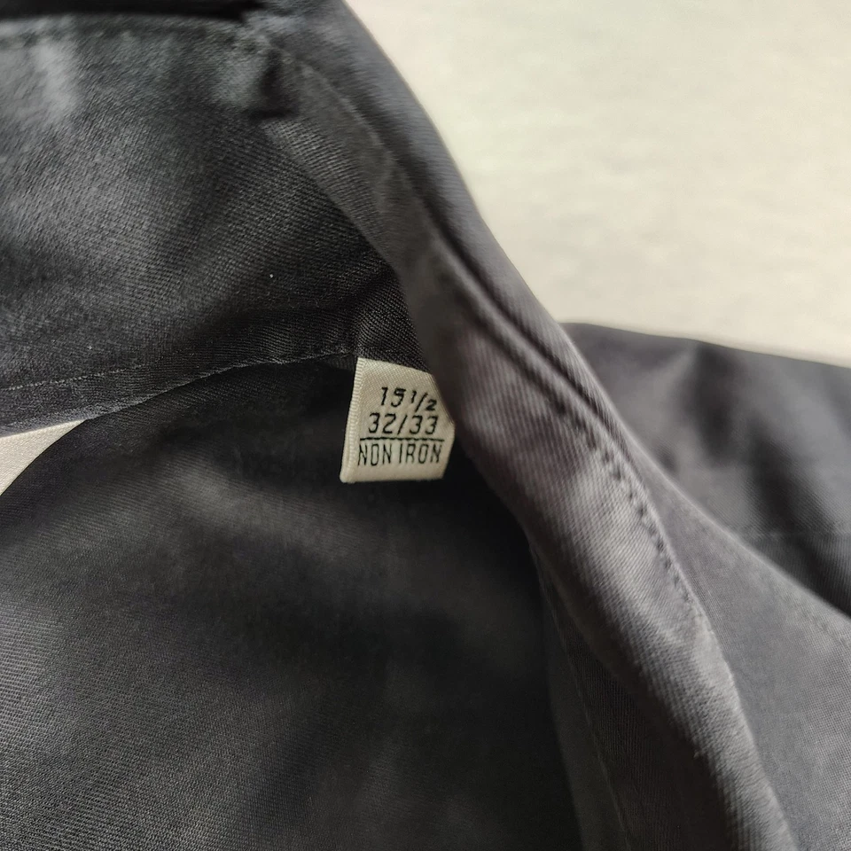 Camisa Kenneth Cole Para Hombre 15.5 32/33 Negra Sin Hierro Vestido Manga Larga Con Botones Foto 4 de 4