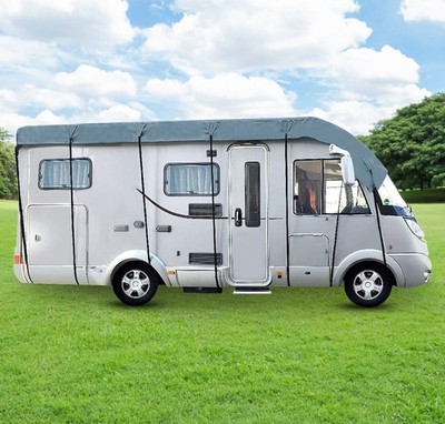 Gray Caravan Motorhome Roof Top Cover 5x3m/ 6.5x3m/ 7.5x3m /8.5x3m With Straps