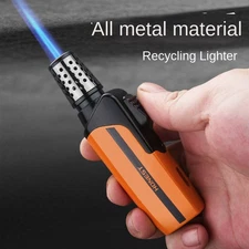 Metal Jet Flame Torch Cigar Lighter Butane Gas Windproof Outdoor Visible Window