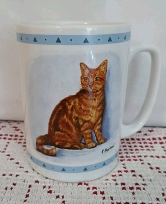 Vtg R. Maystead Portrait Red Tabby Cat Cup By Papel Freelance  Signed Very Nice