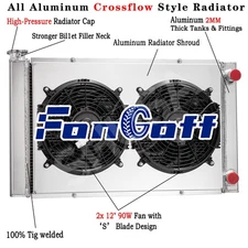 4 Row Aluminum Radiator&Shroud Fan for 31" x 19" Chevy SBC 350 Double Pass HOT!