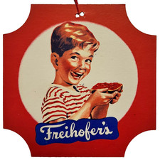 c1940s Freihofer's Bakery Cardstock Advertising Fan Pull Boy Eats Toast & Jelly