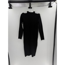 Vince. Women's Heavyweight Knit Long Sleeve Dress - Black - Large