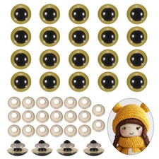 20mm Safety Eyes, 20Pcs Realistic Doll Crocheting Safety Eyes Gold Tone